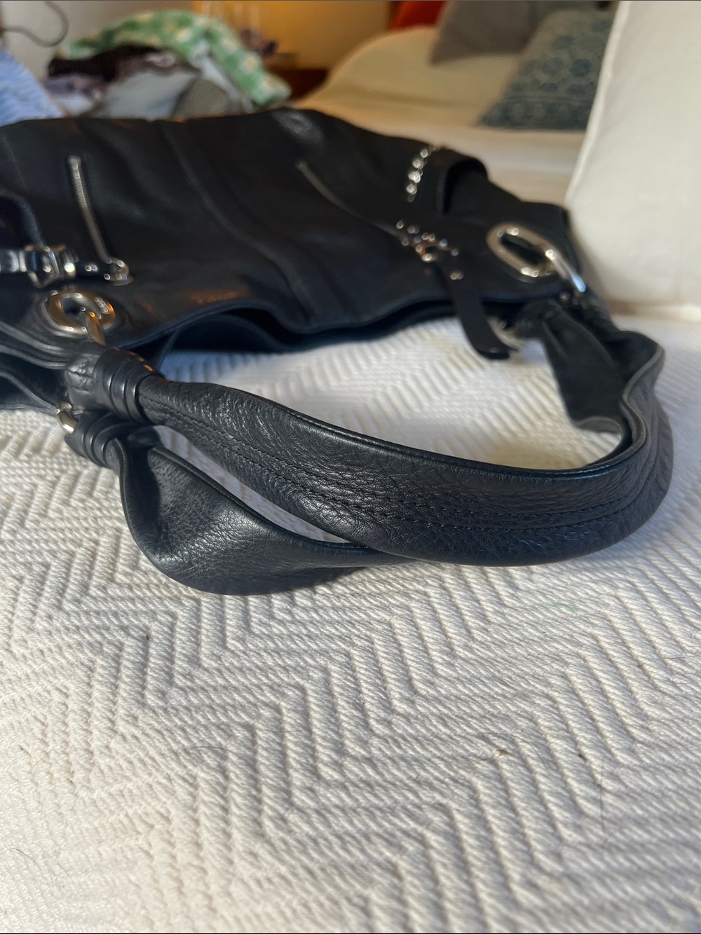 B. Makowsky black pebbled leather hobo shoulder bag - Picture 8 of 8